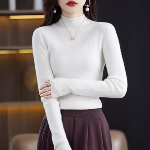 Pull en laine à col haut pour femme, coupe ajustée, couleur unie, tricot en cachemire, couche de base, tailles S M L XL 2XL - Product Image 5