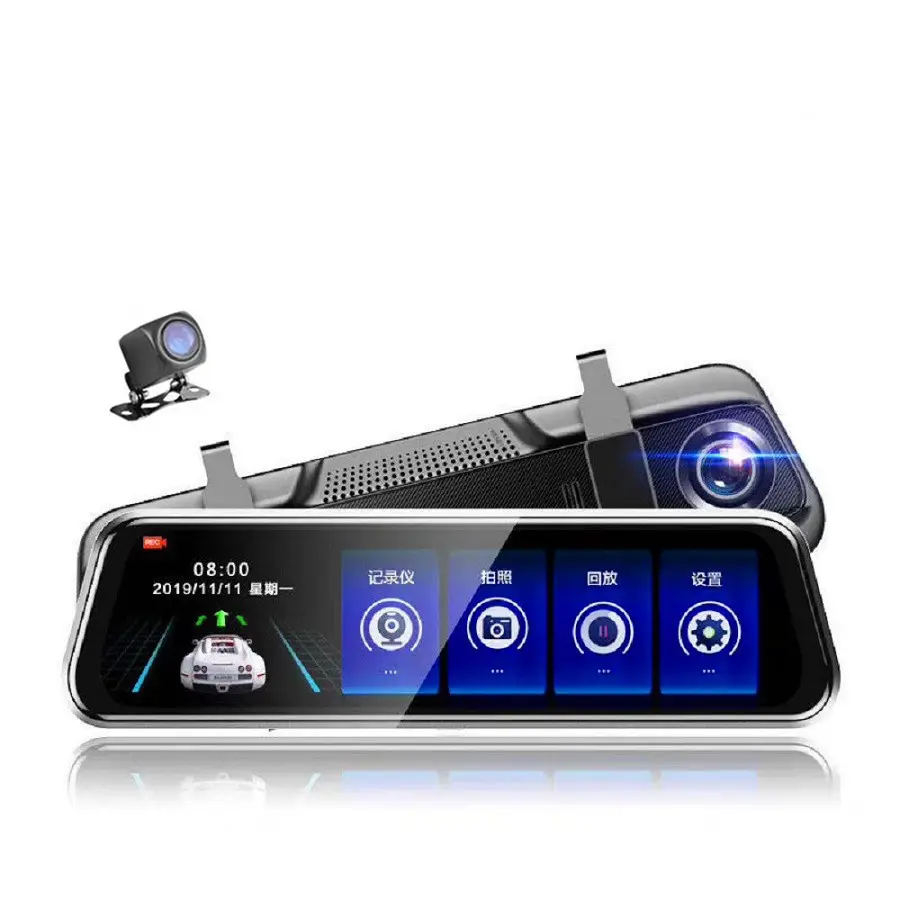 Зеркало 10 ''сенсорный экран Автомобильный видеорегистратор с двумя объективами 1080P 2K зеркало Dash Cam зеркало заднего вида G-Sensor датчик ночного видения автомобиль Blackbox