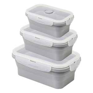 Lonchera Rectangular Portátil Plegable de Silicona para Calentar Alimentos con Tenedor y Cuchara - Product Image 1