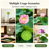 Ornement d'ambiance à thème floral, de feuilles aquatiques et de capsules de fleurs, série Fleur de Lotus, accessoire de décoration pour maison de thé et lieux de réception culturelle