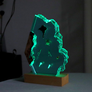 <span class=keywords><strong>Tortue</strong></span> de mer encastrée sur mesure Lampe de nuit 3D Décoration de bureau Récompenses Lampe en bois en résine époxy créative Cadeaux - Product Image 5