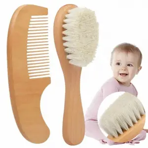 Juego de cepillos de pelo de madera para bebés Juego de peines y cepillos para bebés Cepillo de madera para bebés