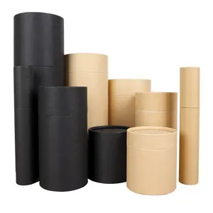 定制标志印刷高端牛皮纸管形盖包装盒适用于圆柱形物体解决方案