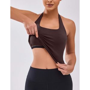 Womens <b>Halter</b> Sports <b>Bra</b> Tank Top Square <b>Neck</b> Breathable Spandex Polyester Fitness Workout Crop Top - Product Image 2