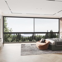 Ventana Corredera de Aluminio Negro con Doble Vidrio Templado Insonorizado y Resistente a Huracanes para Balcón de Hotel