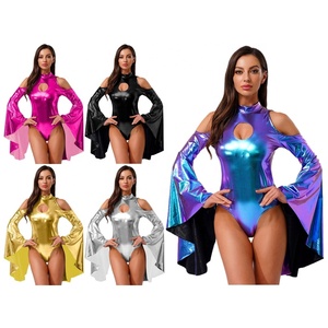 Traje Metálico de una Pieza para Baile Latino, Leotardo, Mono, Ropa de Baile Disco, para Fiestas Temáticas de Baile de Salón - Product Image 1