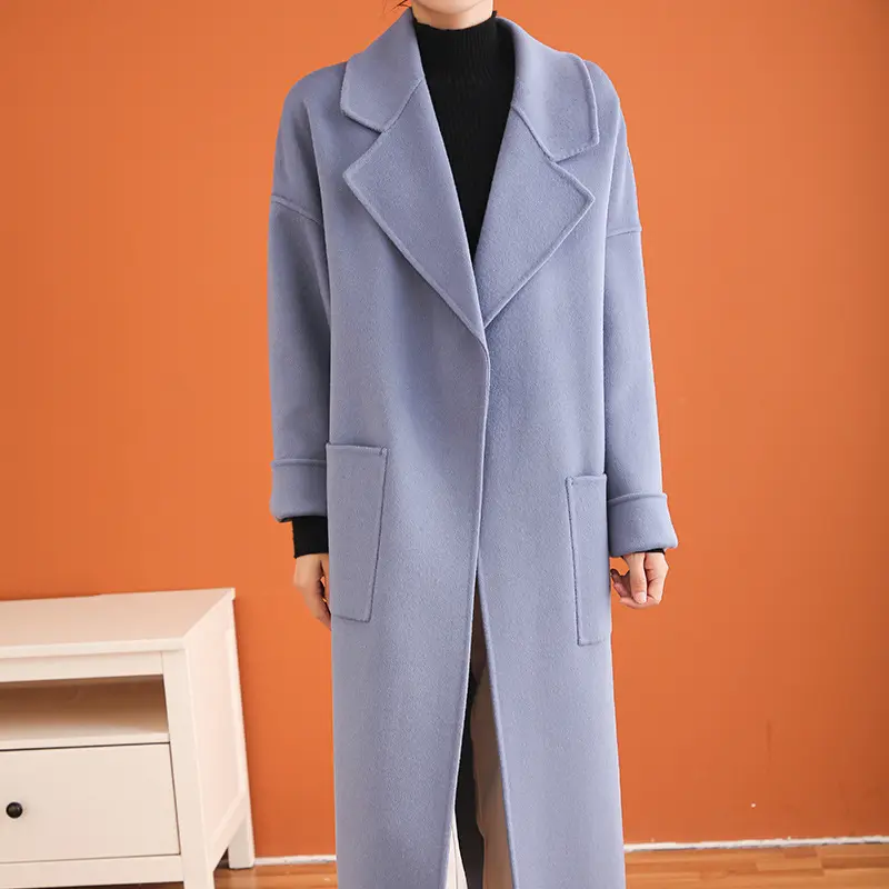 Nouvelle mode dames européennes Long manteau de laine femmes