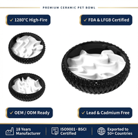 Gamelle anti-étouffement personnalisée pour animaux de compagnie, motif vague en forme de pneu noir, avec base antidérapante en porcelaine, vente en gros
