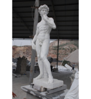Sculpture de David en marbre grandeur nature sculptée à la main pour jardin extérieur