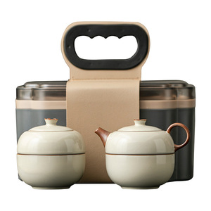 Juego de Té de Viaje Tianqing Ru Kiln, Una Tetera y Dos Tazas, Portátil, de Cerámica, de Lujo, Estilo Retro, Regalo para Personas Mayores - Product Image 5