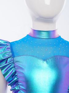 Camisetas Metálicas con Volantes para Niñas de 6 a 16 Años, Tops Cortos para Baile, Presentaciones, Competiciones, Eventos Deportivos, Fiestas de Baile Urbano - Product Image 4