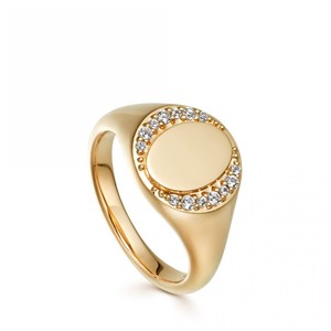 Custom Gold Oval Signet <strong>Ring</strong> Personalized logo <strong>Initials</strong> <strong>Rings</strong> for Men and Women - Product Image 3