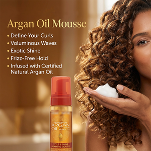 Mousse coiffante à l'huile d'argan de style marocain, tenue forte, brillance, crée des enveloppements doux, définit les boucles, ajoute une brillance exotique, mousse capillaire naturelle - Product Image 5