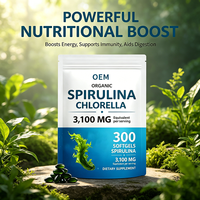 Complément Alimentaire Spiruline Chlorelle en Gélules Molles 3100mg Équivalent par Portion, 300 Gélules