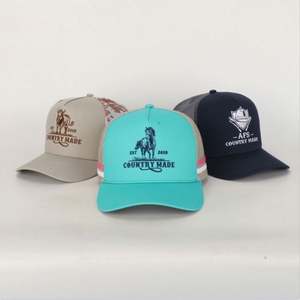 Gorra de malla con rayas y bordado 3D personalizado, gorra trucker de 5 paneles de perfil alto, 100% algodón para deportes - Product Image 2