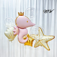 Décorations Métalliques Océaniques Mate à Motifs Couronne, Hippocampe, Coquillage, Étoile de Mer pour Remise de Diplôme, Fête des Mères, Événements Enfants, Décorations Rêveuses