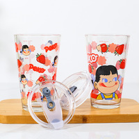 Gobelet en verre rond transparent de 200 ml et 450 ml avec bouchon et gravure acide, personnalisable avec logo, pour eau et jus, vente en gros