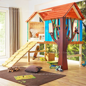 <span class=keywords><strong>Lit</strong></span> cabane Secret Base personnalisé en bois massif, <span class=keywords><strong>lit</strong></span> surélevé créatif pour enfants, maisonnette de jeu de type loft - Product Image 2