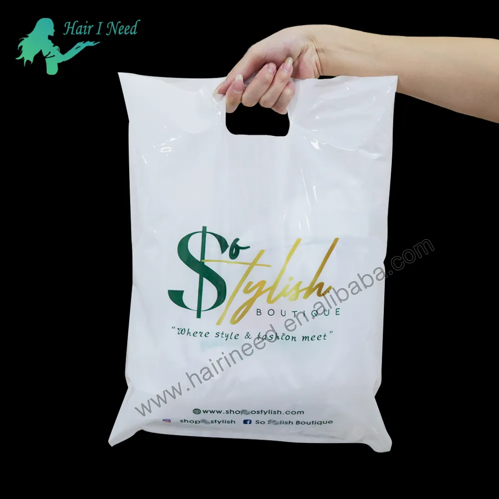 Custom Logo Printed Handle Plastic Bag Die Cut Bag Shopping Bag For Packaging