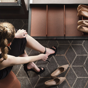 Unihopper <b>Shoe</b> Rack Extendable Telescopic Sliding <b>Storage</b> Damped Glass Leather LED Big Space Foldable Wardrobe - Product Image 1