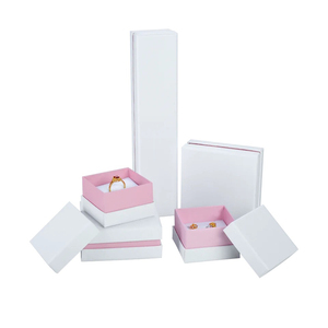 Fancy pink shenzhen small gift unique velvet jewelry Earrings/Ring/Necklace Gift Set insert paper packaging storage box