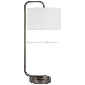 Lampe de bureau en métal à base ronde avec prise de courant pour la décoration de la maison, chambre à coucher, hall d'hôtel, chambre d'hôtel - Product Image 6