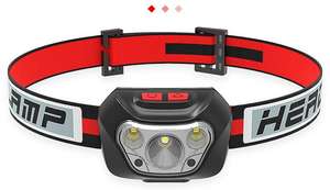 Lampe frontale à <span class=keywords><strong>LED</strong></span> avec <span class=keywords><strong>bandeau</strong></span> réglable à 4 modes pour le camping, la course à pied, la pêche, la lumière rouge, blanche et verte - Product Image 4