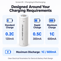 Batterie Lifepo4 600mah 14500 3.2v 800 cycles IFR14500 Batterie cylindrique au lithium-ion rechargeable pour télécommande