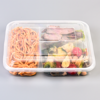 Boîte à lunch bento en PP de qualité alimentaire, micro-ondable, 3 compartiments, rectangulaire, en plastique, pour plats à emporter, repas rapides