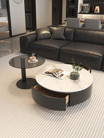 Table basse en pierre, style moderne, luxe léger, salon, maison, petit appartement, espace de rangement, pas d'assemblage requis, noir