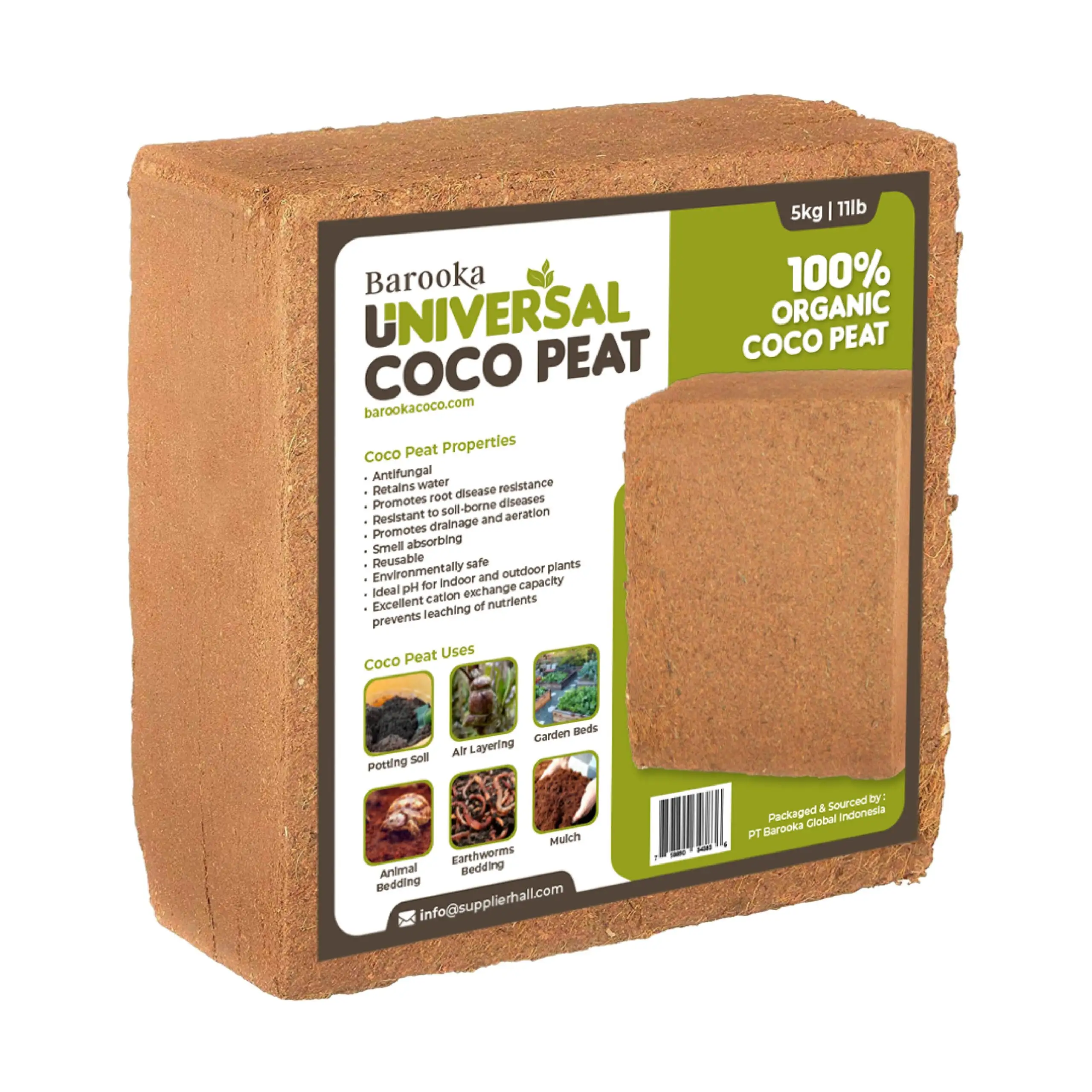 Palettes de balles comprimées en fibre de coco coque de coco coco bloc brique tourbe de coco