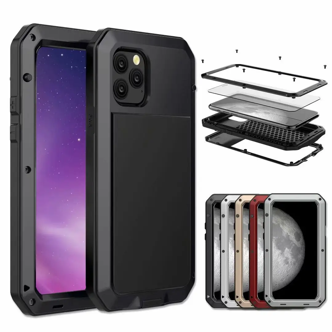 Grosir casing ponsel logam pelindung untuk produsen iPhone 13 14 15 pro max casing ponsel tahan air tugas berat