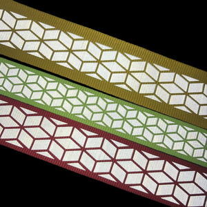 Cinta de cinta de poliéster ecológica reflectante verde, tira de ajuste de tela cosida de rombos para prendas, manualidades DIY, collares para mascotas - Product Image 3