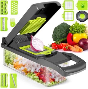 Kitchen 12 1 Manual <b>Multifunctional</b> Plastic PP Stainless Steel Blades Eco-Friendly High Quality Food Dicer Mandoline <b>Vegetable</b> - Product Image 1