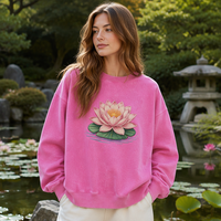 Sudadera Casual de Manga Larga para Mujer, Cuello Redondo, Lavado Ácido, 400GSM, Estilo Vintage, Hombros Caídos, Oversize