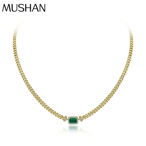 Collier ajustable en argent pur avec pendentif <span class=keywords><strong>émeraude</strong></span> rectangulaire 5*7 de 1 carat, modèle 2026, de la fabrique de bijoux MUSHAN - Product Image 1