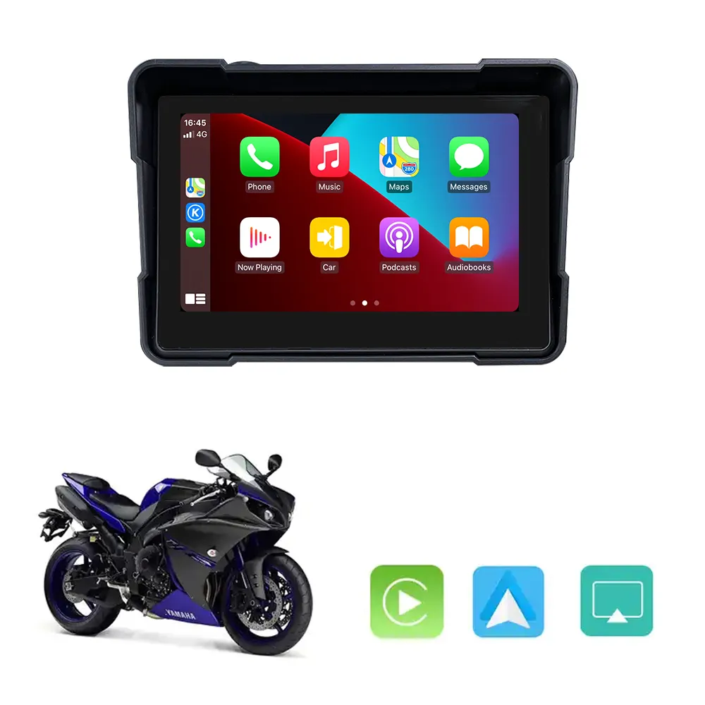 Lelv layar Video sepeda motor nirkabel, layar Video sepeda motor 5 inci Apple Carplay nirkabel, navigasi otomatis Android, Gps, tampilan anti air Ipx7