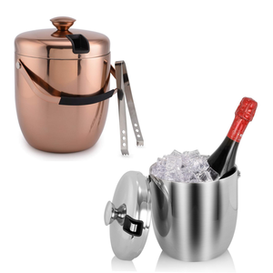 Kit de Cubitera Moderna de 3L para Fiestas con Tapa y Pinzas, Recipientes para Bebidas Aislados de Acero Inoxidable de Doble Pared, Enfriador de Vino y Cerveza - Product Image 1