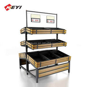 ชั้นวางผักผลไม้แบบเหล็กและไม้สำหรับร้านค้า ออกแบบตามความต้องการ - Product Image 5