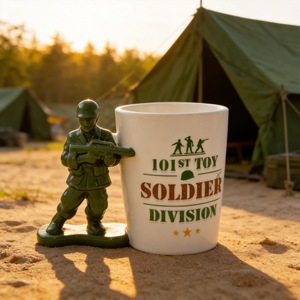 101st Toy Soldier Division Ceramic Mug With Green Soldier Figure Camping Novelty <b>Drinkware</b> - Product Image 1