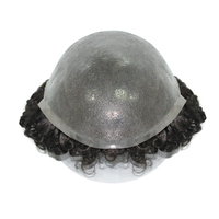 Prothèse capillaire Always Hair 15mm Afro Curl pour hommes noirs, durable, base en PU 0.12-0.14mm, cheveux humains indiens naturels 1B, densité 130%, nœuds faits à la main