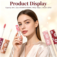 Tube de brillant à lèvres transparent ISMAN Kiss Print, flacon rechargeable vide 8ml avec applicateur floqué Doe Foot, emballage rond en PP PET, vente en gros