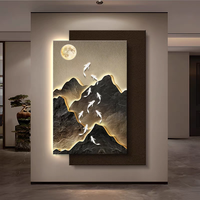 Peinture murale décorative moderne et pliable, motif montagne 3D en grès imprimé, écologique, aquarelle, plantes vertes fraîches