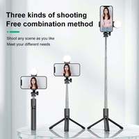   Tongkat Selfie Tripod Genggam dengan Lampu Pengisi, Braket Siaran Langsung Universal untuk Ponsel