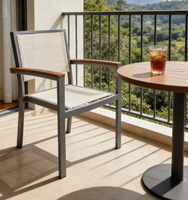 Yoshen extérieur maille meubles de patio hôtel jardin fronde chaise de salle à manger en aluminium Beige empilable maille chaises de patio