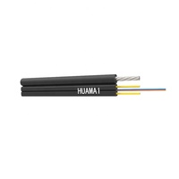 Kabel Fiber Optik Huamai FTTH GJYXCH-1B6a1 G657A LSZH 1 Core Biru Tahan Api Kawat Baja Galvanis Tipe Flat Self-supporting