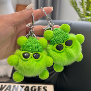 Mulit-color simpatico cartone animato peluche borsa ciondolo portachiavi portachiavi Cool occhiali da sole cappellino sfera peluche portachiavi portachiavi giocattoli portachiavi - Product Image 2