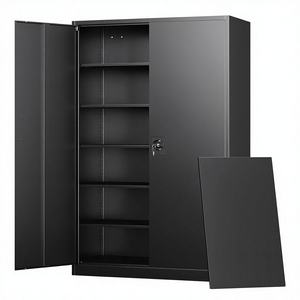 Armoires de rangement en acier pour garage, porte verrouillable, étagères réglables, serrure à clé, organisation de la maison, du bureau, de l'entrepôt, fabrication chinoise, modèle 1 - Product Image 1