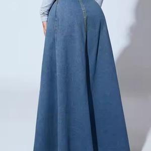 กระโปรงยีนส์ขายส่งสำหรับผู้หญิง สไตล์วินเทจ ล้างสีแบบแอซิด เอวสูง กระโปรงยีนส์ติดกระดุมแถวเดียวสำหรับผู้หญิง - Product Image 5