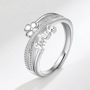 Multi Layer Cross Criss <b>Adjustable</b> <b>Ring</b> Pave Set Zircon Copper White Gold Plated Tarnish Free Waterproof Jewelry For Women - Product Image 1